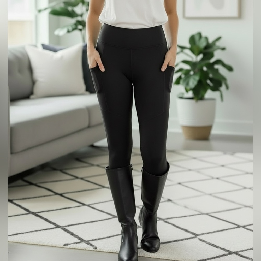 NEW Womens Black Pocket Leggings, Buttery Soft Yoga Pants. Sizes OS/TC/TC2